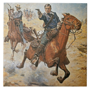 Azulejo De Cerâmica Morto Sure: um soldado da cavalaria dos E.U. nos