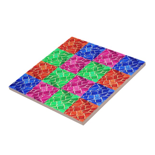 Azulejo de cerâmica Mosaica Cor-de-rosa azul esver (Lateral)