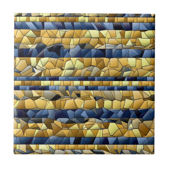 Azulejo De Cerâmica Mosaico Azul E Amarelo - Misturar E Corresponder A (Frente)