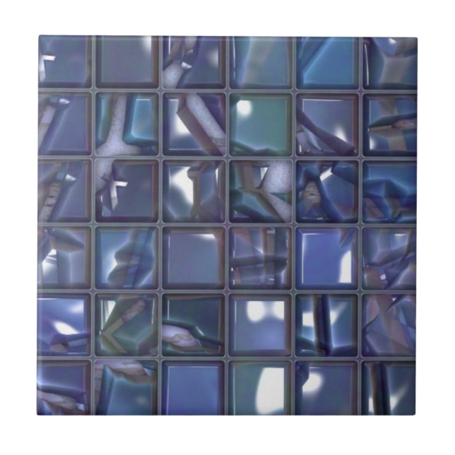 Azulejo De Cerâmica Mosaico azul moderno (Frente)