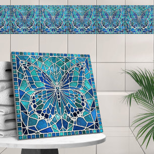 Azulejo De Cerâmica Mosaico borboleta - Blues oceânico