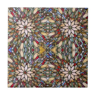 Azulejo De Cerâmica Mosaico colorido da janela de vidro manchado