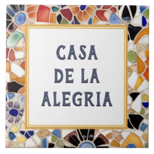Azulejo De Cerâmica Mosaico Colorido Espanhol - Placa de Nome Personal