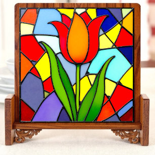 Azulejo De Cerâmica Mosaico da Tulipa Radiante