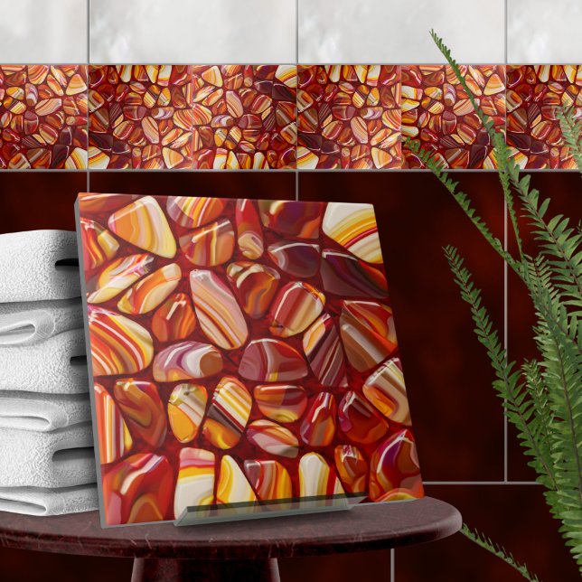 Azulejo De Cerâmica Mosaico das pedras de Agate e Carnelian (Criador carregado)