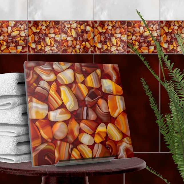 Azulejo De Cerâmica Mosaico das pedras de Agate e Carnelian (Criador carregado)