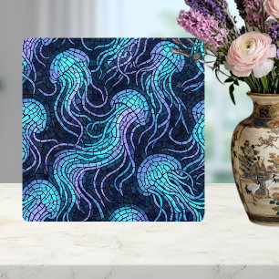 Azulejo De Cerâmica Mosaico de Água-viva Azul-turquesa Roxo Desenho Ir