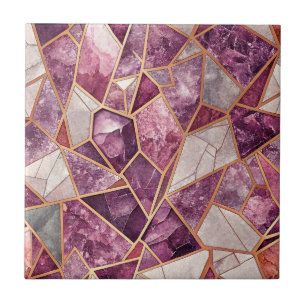 Azulejo De Cerâmica Mosaico de Ámbar – Vidro Rachado - Roxo