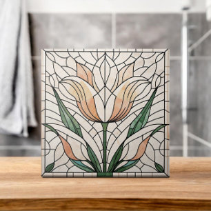 Azulejo De Cerâmica Mosaico de flor de tulipa - Pastéis