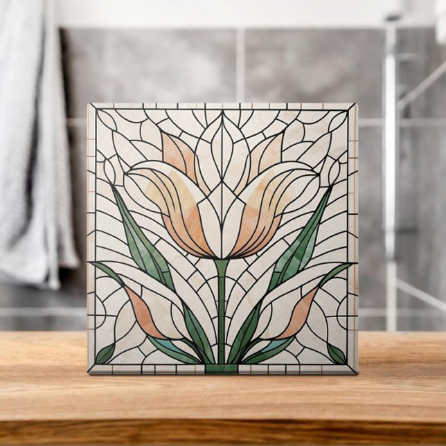 Azulejo De Cerâmica Mosaico de flor de tulipa - Pastéis (Criador carregado)