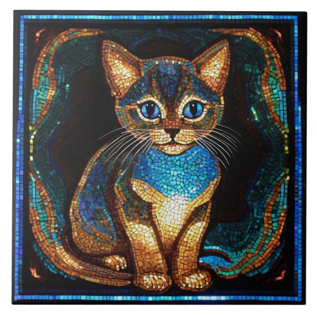 Azulejo De Cerâmica Mosaico de Gato Cinto (Frente)