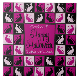 Azulejo De Cerâmica Mosaico de gato de Halloween