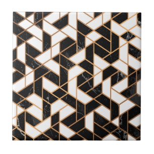 Azulejo De Cerâmica Mosaico de mármore preto & branco