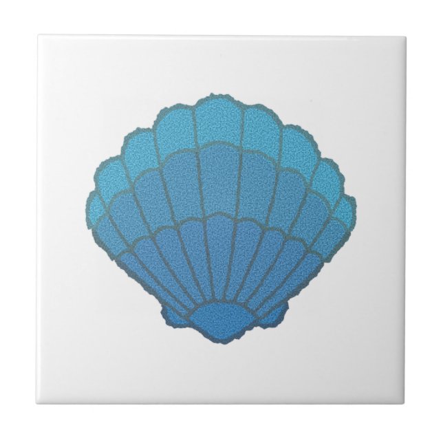 Azulejo De Cerâmica Mosaico de Seashell Azul (Frente)