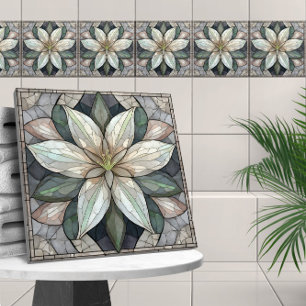 Azulejo De Cerâmica Mosaico de vidro colorido de flor lírio