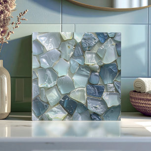 Azulejo De Cerâmica Mosaico de Vidro Marinho Azul ID1183