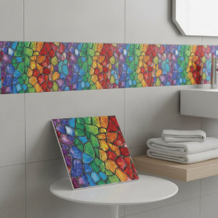 Azulejo De Cerâmica Mosaico de Vidro Orgulhoso Arco-Íris Vibrante