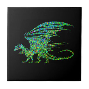 Azulejo De Cerâmica Mosaico do Dragão Verde Incrível 