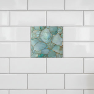 Azulejo De Cerâmica Mosaico Dourado Agata Aqua Costeira