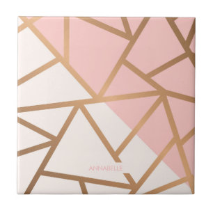 Azulejo De Cerâmica Mosaico Dourado cor-de-rosa