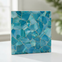 Mosaico Dourado de Ágata Verde Oceano