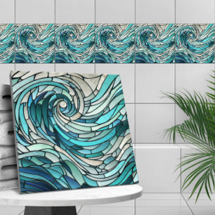 Azulejo De Cerâmica Mosaico Espiral Onda Oceânica