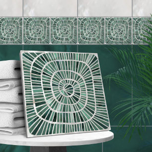 Azulejo De Cerâmica Mosaico espiral - Pine e Jade Green