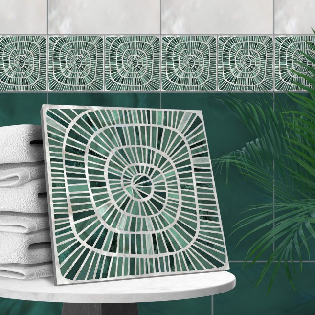 Azulejo De Cerâmica Mosaico espiral - Pine e Jade Green (Criador carregado)