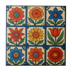 Azulejo De Cerâmica Mosaico Floral