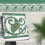 Azulejo De Cerâmica Mosaico Flourish Marble Ornament Verde e Branco<br><div class="desc">Mosaico Flourish Marble Ornament Verde e Branco</div>
