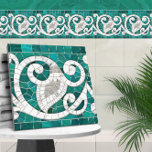 Azulejo De Cerâmica Mosaico Flourish Marble Ornament Verde e Branco<br><div class="desc">Mosaico Flourish Marble Ornament Verde e Branco</div>