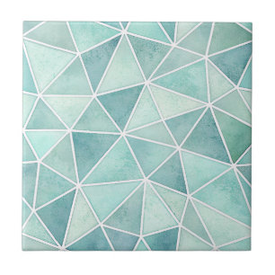 Azulejo De Cerâmica Mosaico Geométrico Água Pálida – Polígono