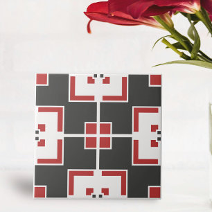 Azulejo De Cerâmica Mosaico Geométrico Moderno Cinza Escuro Branco e V