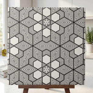 Azulejo De Cerâmica Mosaico Geométrico Negro e Branco