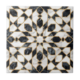 Azulejo De Cerâmica Mosaico marmorense preto e branco  