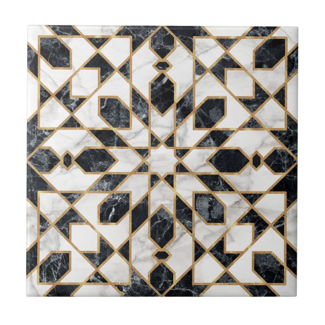 Azulejo De Cerâmica Mosaico marmorense preto e branco   (Frente)
