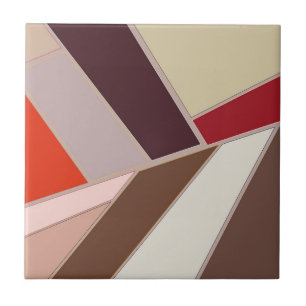 Azulejo De Cerâmica Mosaico, Marrom e Laranja, Abstrato Geométrico Mod