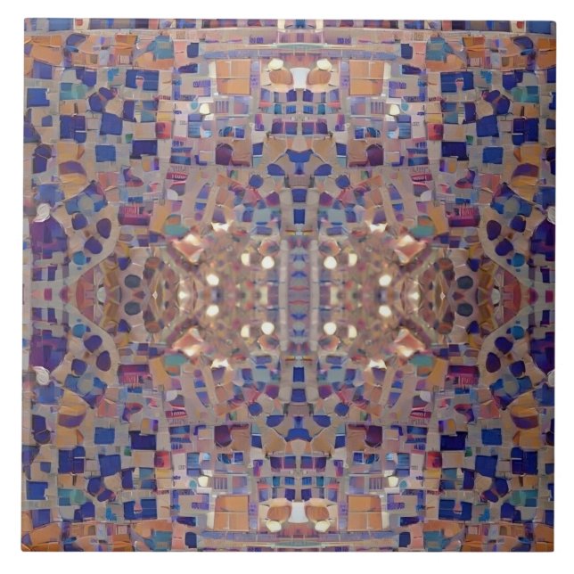 Azulejo De Cerâmica Mosaico marroquino inspirou bege azul design (Frente)