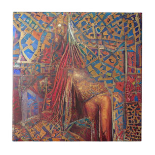 Azulejo De Cerâmica Mosaico marroquino vermelho ouro azul verde arte g