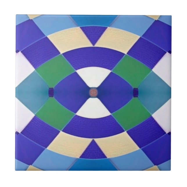 Azulejo De Cerâmica Mosaico moderno - azul geométrico - cor branca (Frente)