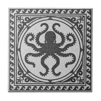 Azulejo De Cerâmica Mosaico preto e branco romano antigo com polvo