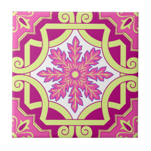 Azulejo De Cerâmica Mosaico Rosa Português Mediterrâneo