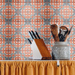 Azulejo De Cerâmica Mosaico vermelho-escuro, azul-desconfortável, com<br><div class="desc">Azulejo decorativo moldado com estampas de aspecto cimentônico vermelho e azul escuro.</div>