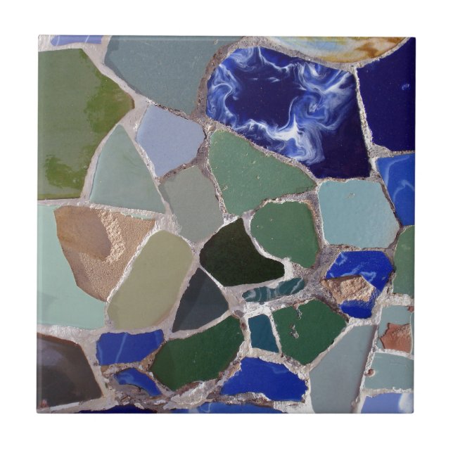 Azulejo De Cerâmica Mosaicos do azul de Antoni Gaudi (Frente)