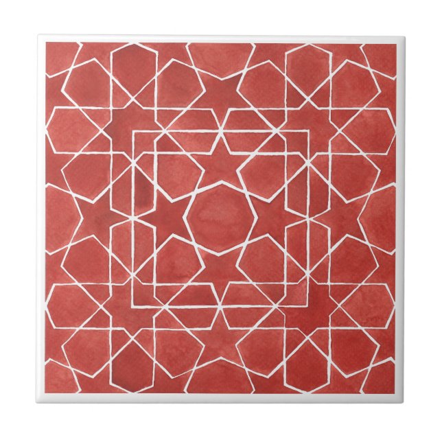Azulejo De Cerâmica Mosaïque marocaine rouge ROSETTE (Frente)