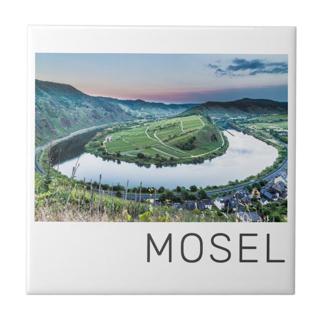 Azulejo De Cerâmica Moselle Calmont Loop Bremm Sunset River Souvenir (Frente)