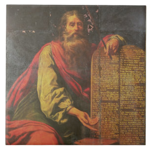 Azulejo De Cerâmica Moses e as tabuletas da lei