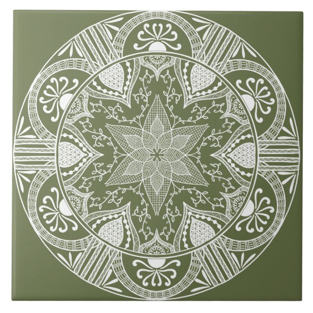 Azulejo De Cerâmica Moss Mandala (Frente)
