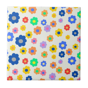 Azulejo De Cerâmica Mostarda Whimsérica e Floral Negro Cheio