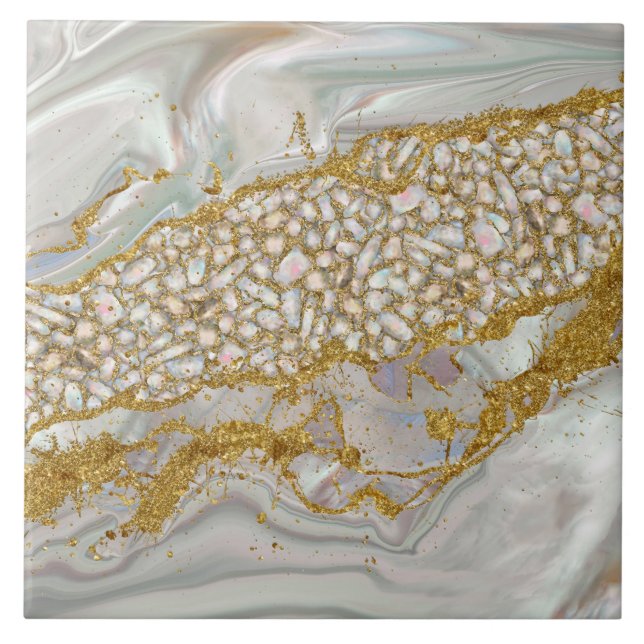 Azulejo De Cerâmica Mother of pearl and gold Abstract (Frente)